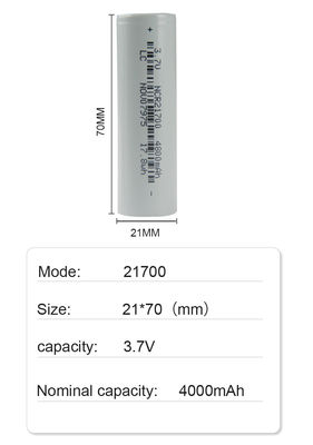21*70mm 재충전용 손전등 배터리 21700 3.7 V 리튬 이온 배터리 4800mah
